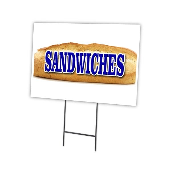 Sandwiches Yard Sign & Stake outdoor plastic coroplast window, C-1216-DS-Sandwiches